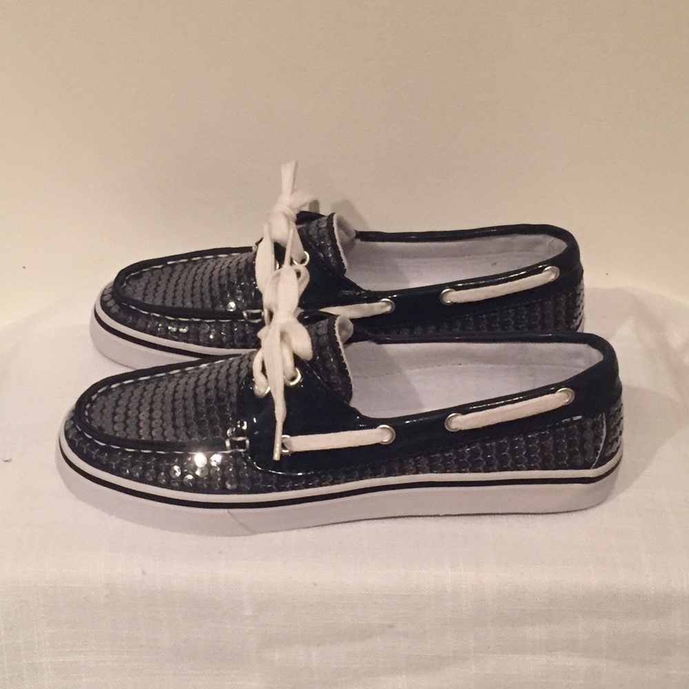Navy Blue Sequin Loafers by Dexter